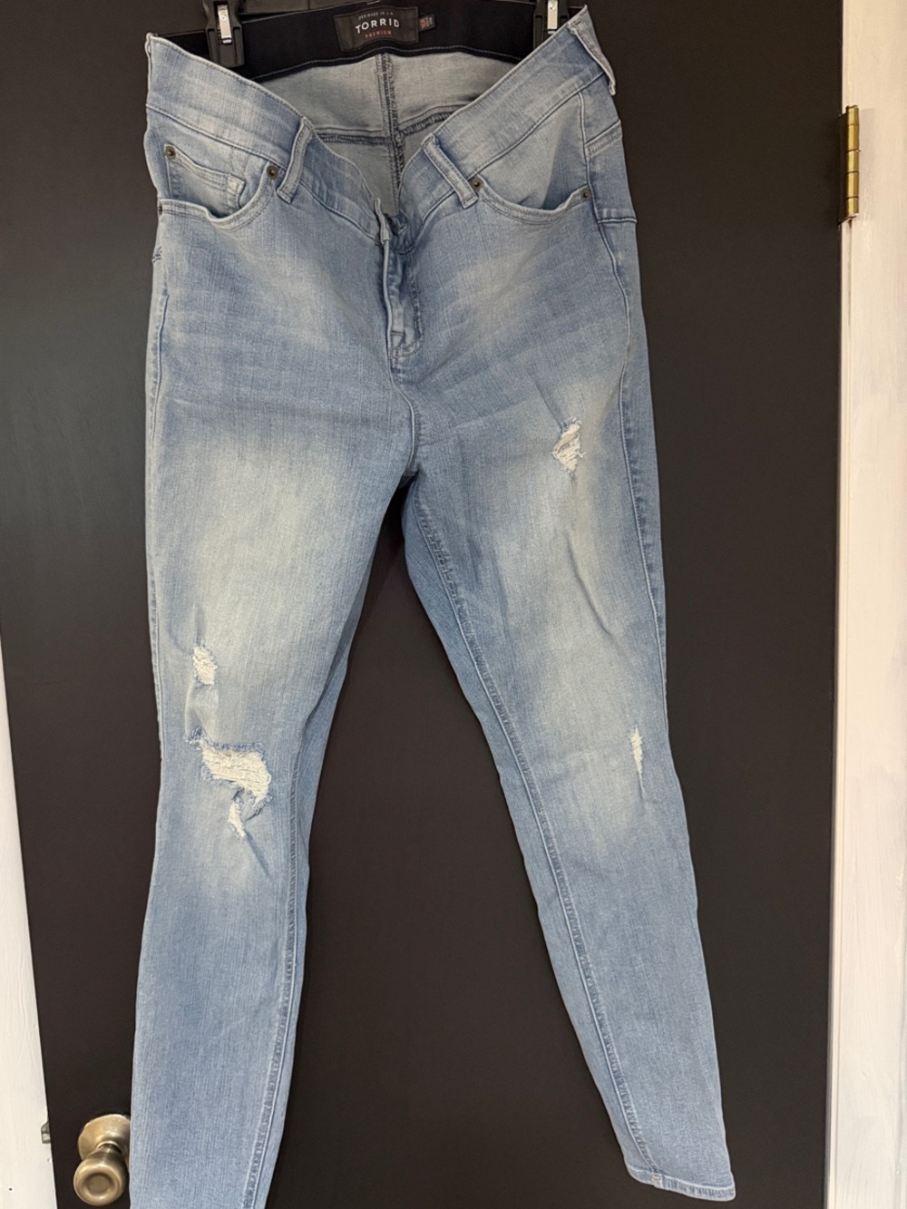 torrid Light Wash Distressed High-Rise Skinny Jeans